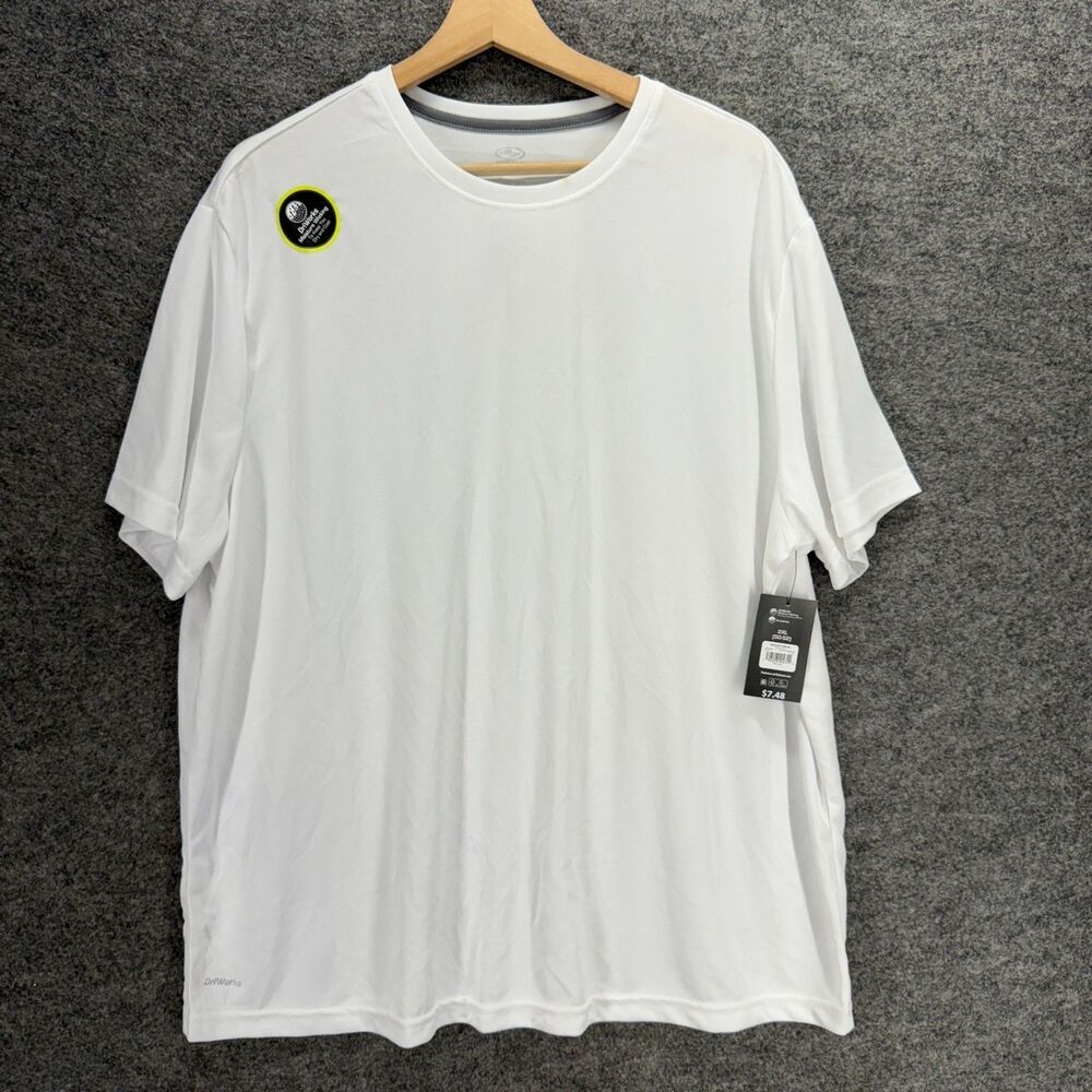 New Athletic Activewear T-Shirt Men 2XL White Crew Neck Short Sleeve Active